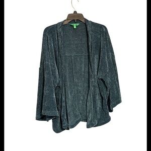 Dip Women's dark teal blue cardigan waffle knit size XL wide arms
